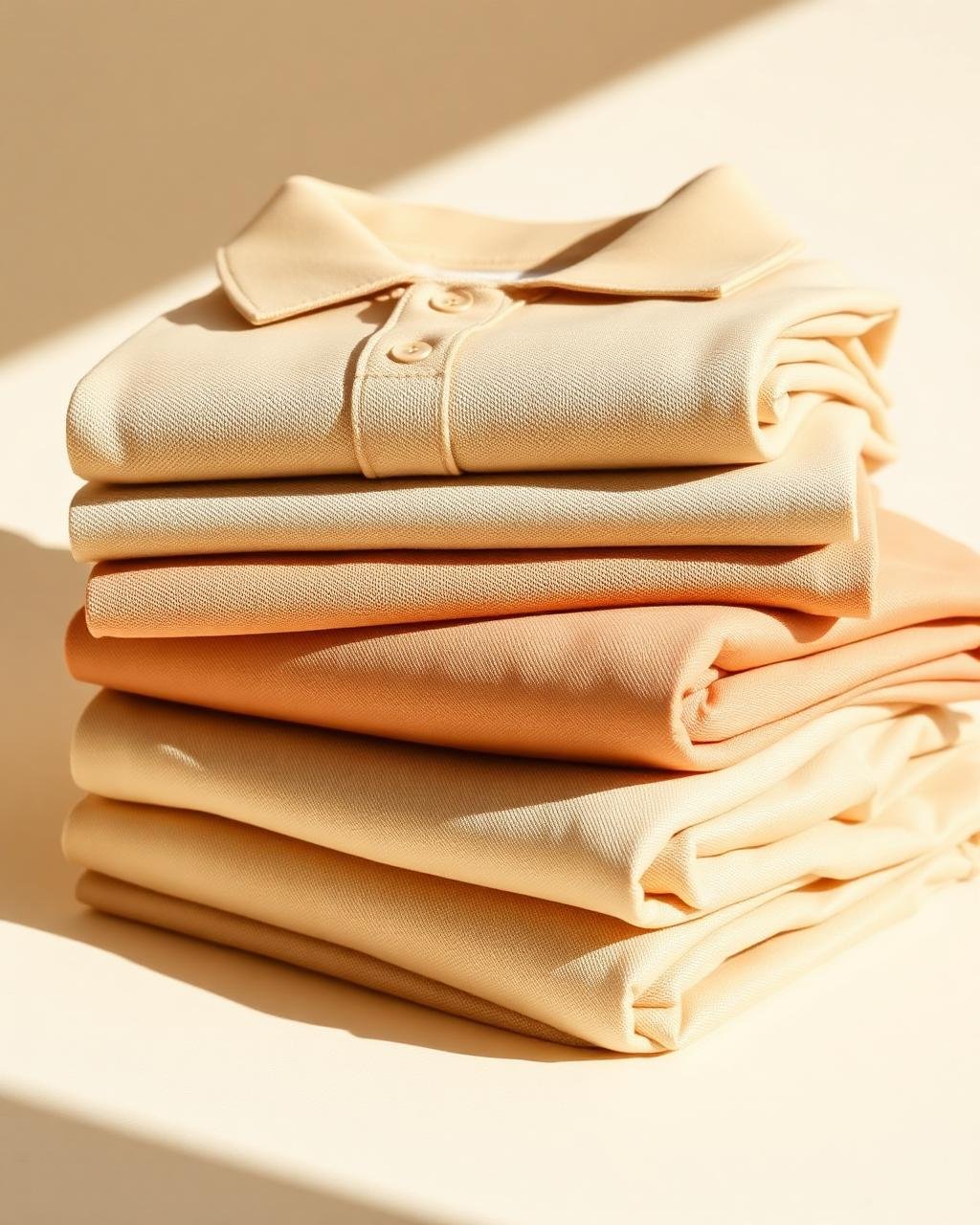 Stack of folded pima cotton polos