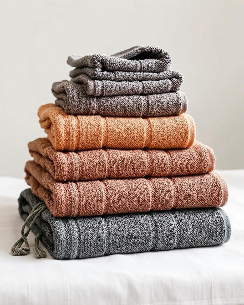 Stacked Turkish terry bath towels