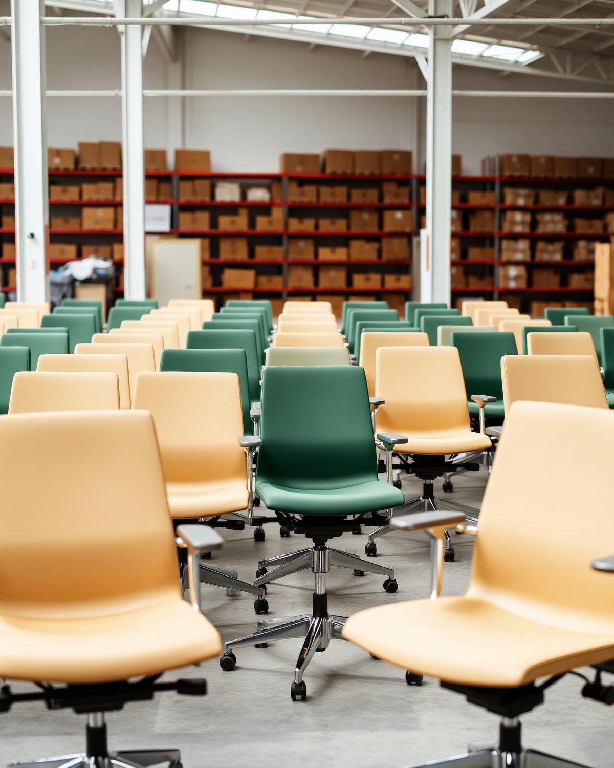 Rows of pre-owned office task chairs