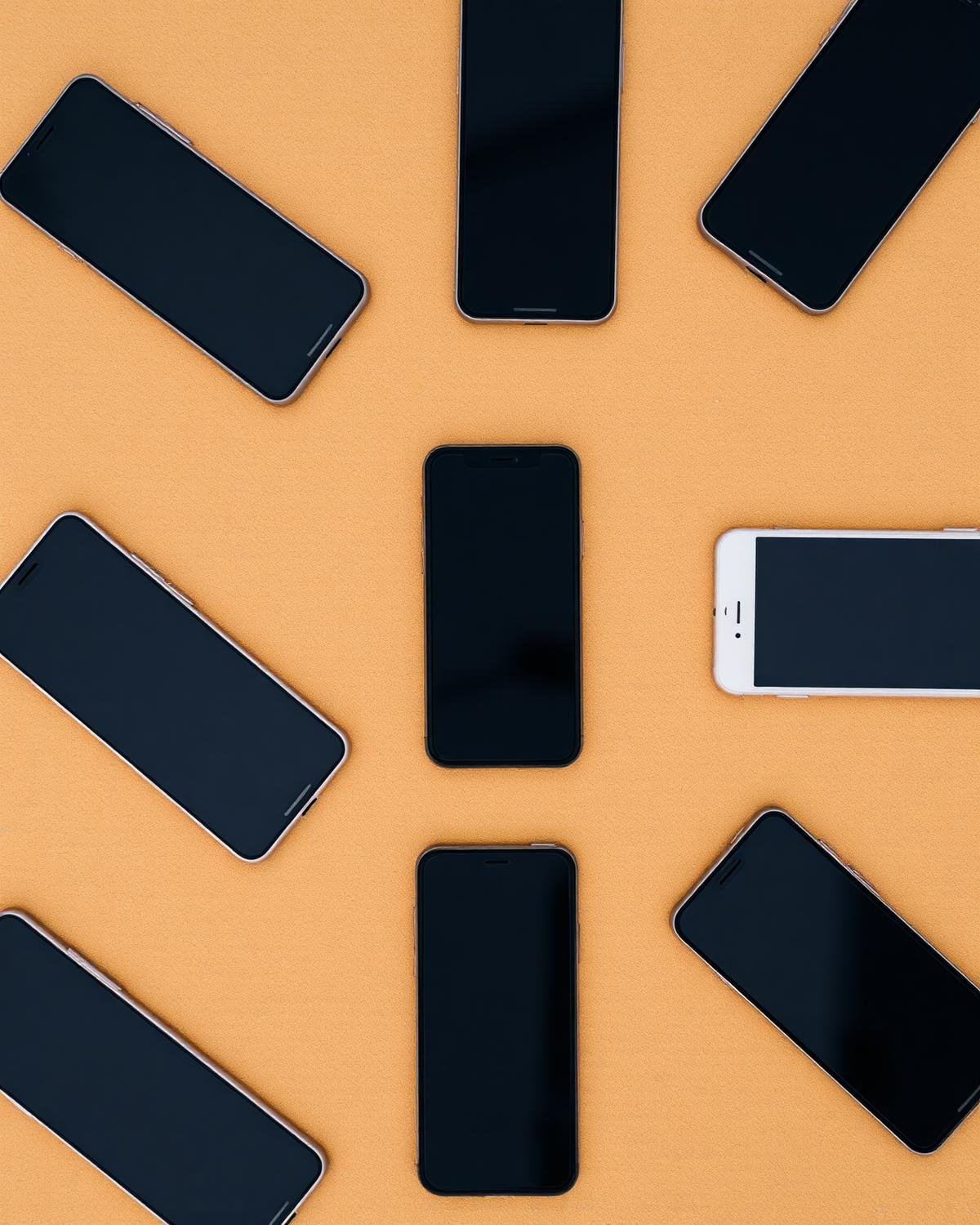 Grid of refurbished smartphones